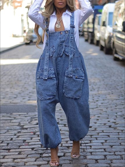 Women's Wide-Leg Denim Overalls | Relaxed Fit, High-Waisted, Ideal for Casual & Daily Wear